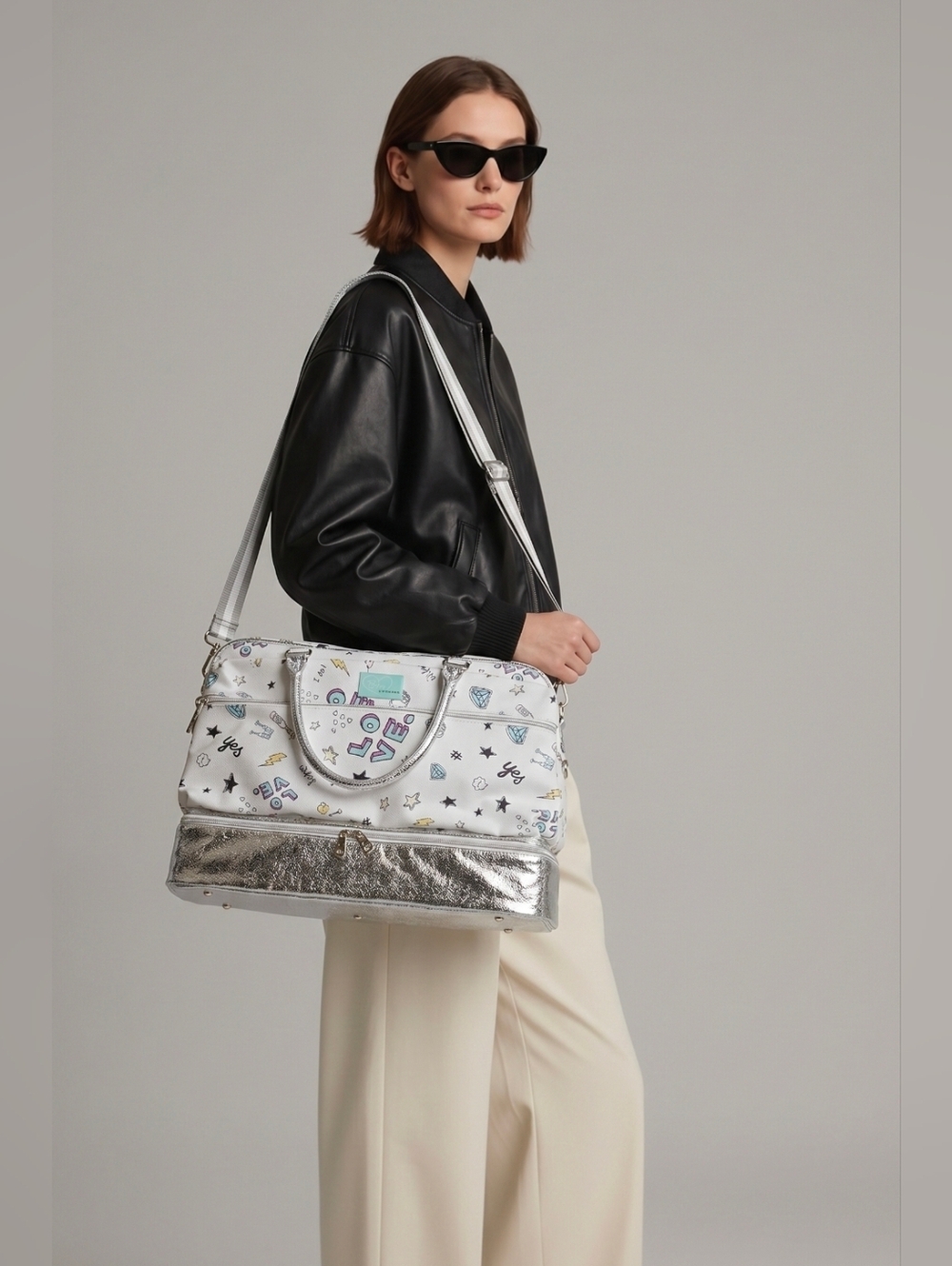 🇬🇪🩵NWT Betsey Johnson Bridal I Do Drop Bottom Travel Tote Bag